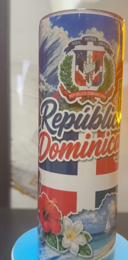 Termo 20 oz personalizado con el escudo y la bandera de República Dominicana